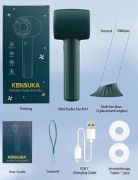 KENSUKA  mini ventilador de mão portátil,  com bateria recarregável com aromaterapia HA1.