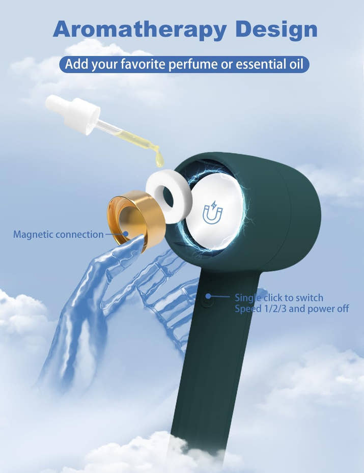 KENSUKA  mini ventilador de mão portátil,  com bateria recarregável com aromaterapia HA1.
