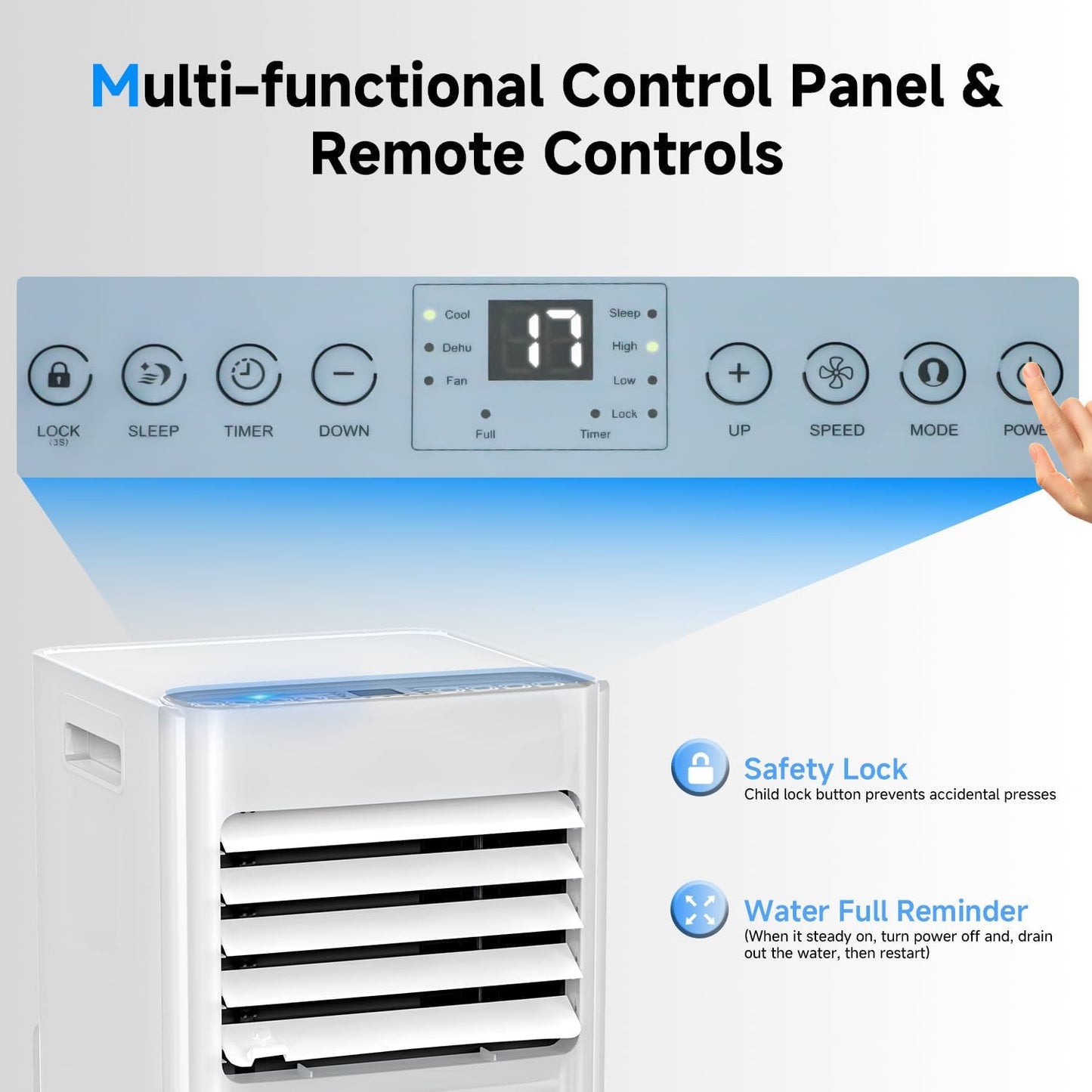 9000 BTU Ar condicionado portátil 3 em 1 ar condicionado desumidificador