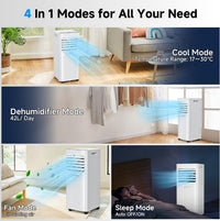 9000 BTU Ar condicionado portátil 3 em 1 ar condicionado desumidificador