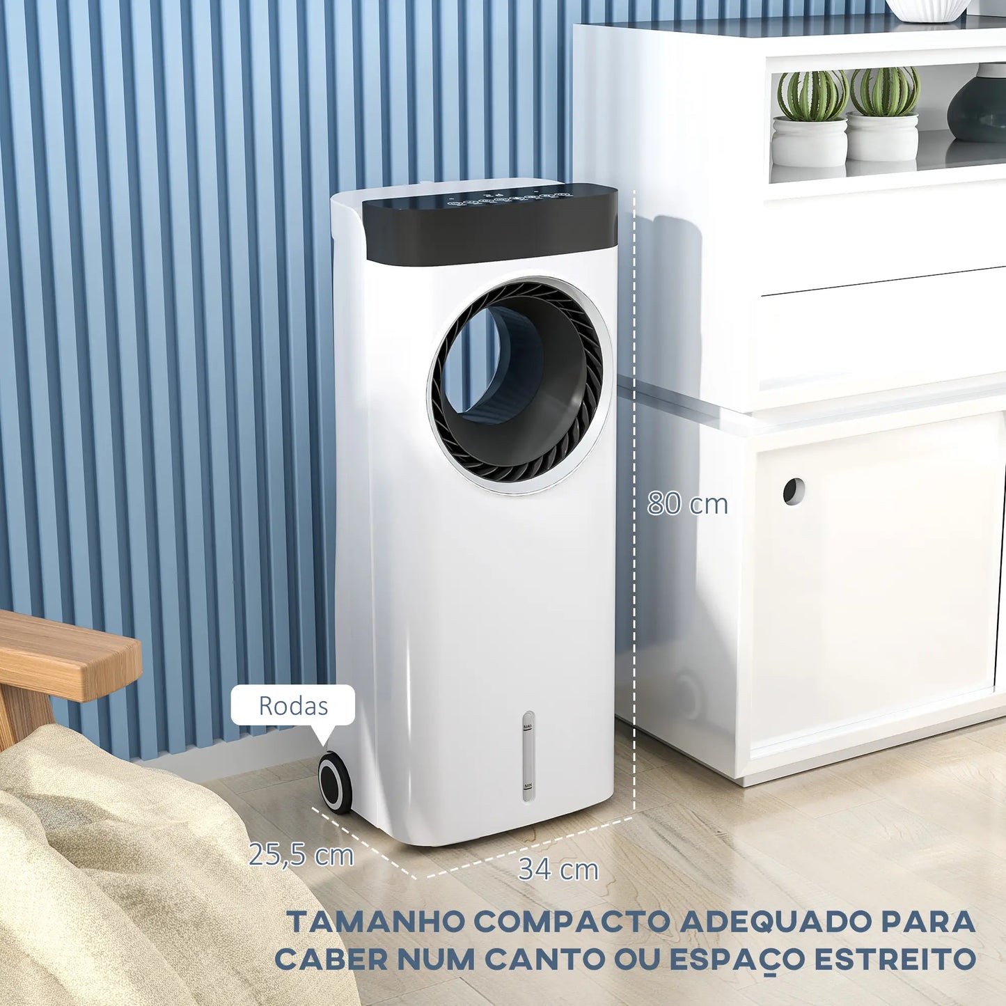 HOMCOM Climatizador 3 em 1 75W com 6 Velocidades Temporizador até 24H Depósito de 6,5 L