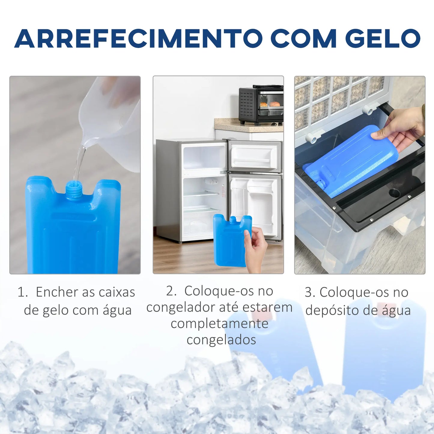 HOMCOM Climatizador Humidificador Refrigerador de Ar com Rodas Depósito de 12L Controlo Remoto 3 Modos de Velocidade Temporizador 12h e Ecrã LED Tátil