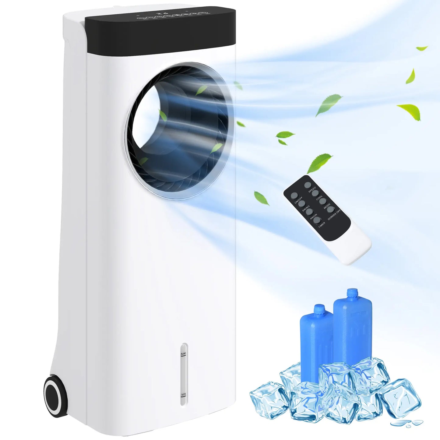 HOMCOM Climatizador 3 em 1 75W com 6 Velocidades Temporizador até 24H Depósito de 6,5 L