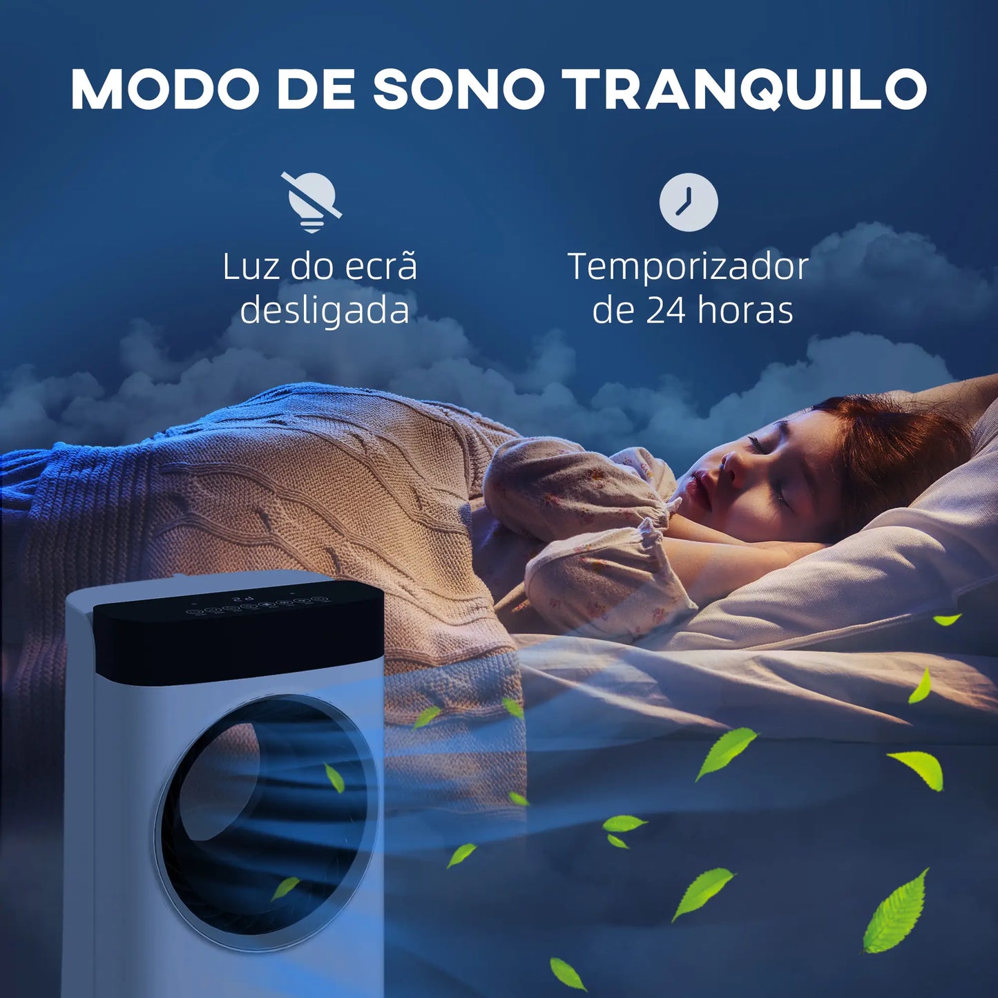 HOMCOM Climatizador 3 em 1 75W com 6 Velocidades Temporizador até 24H Depósito de 6,5 L