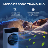 HOMCOM Climatizador 3 em 1 75W com 6 Velocidades Temporizador até 24H Depósito de 6,5 L