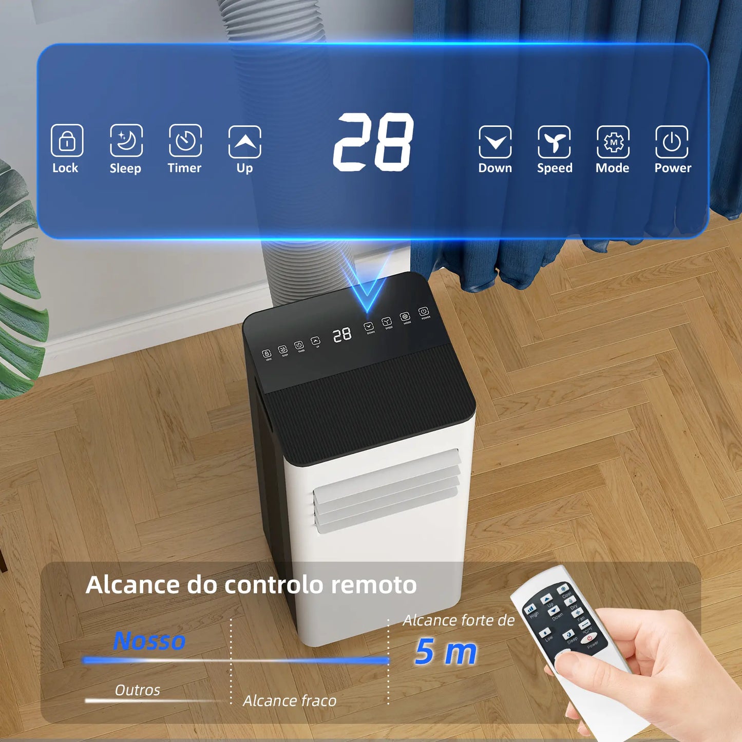 HOMCOM Ar Condicionado Portátil 3 em 1 9000 BTU