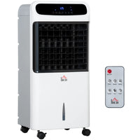 HOMCOM Climatizador Humidificador Refrigerador de Ar com Rodas Depósito de 12L Controlo Remoto 3 Modos de Velocidade Temporizador 12h e Ecrã LED Tátil