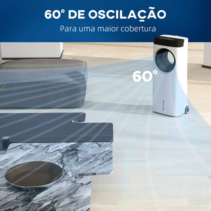 HOMCOM Climatizador 3 em 1 75W com 6 Velocidades Temporizador até 24H Depósito de 6,5 L