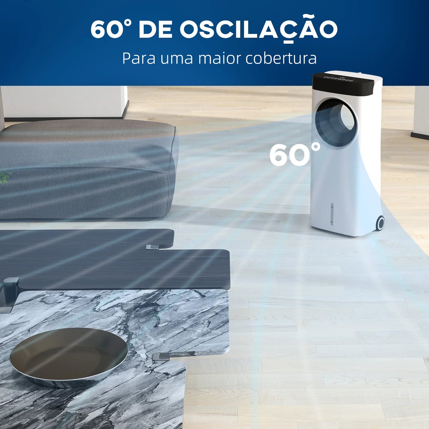 HOMCOM Climatizador 3 em 1 75W com 6 Velocidades Temporizador até 24H Depósito de 6,5 L