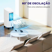 HOMCOM Climatizador de Ar 3 em 1 65 W Depósito de 7L Temporizador até 7,5H 3 Velocidades 3 Modos Oscilação 30x30,5x73,5 cm Branco