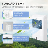 HOMCOM Climatizador Refrigerador de Ar Portátil 3 em 1 com 3 Velocidades Controlo Remoto Temporizador 7,5h Ecrã LED
