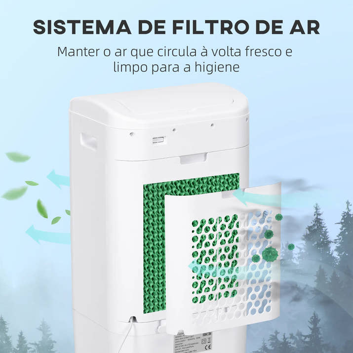 HOMCOM Climatizador Refrigerador de Ar Portátil 3 em 1 com 3 Velocidades Controlo Remoto Temporizador 7,5h Ecrã LED