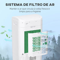 HOMCOM Climatizador Refrigerador de Ar Portátil 3 em 1 com 3 Velocidades Controlo Remoto Temporizador 7,5h Ecrã LED