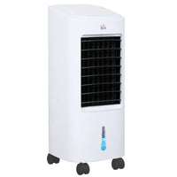 HOMCOM Climatizador de Ar 3 em 1 65 W Depósito de 7L Temporizador até 7,5H 3 Velocidades 3 Modos Oscilação 30x30,5x73,5 cm Branco