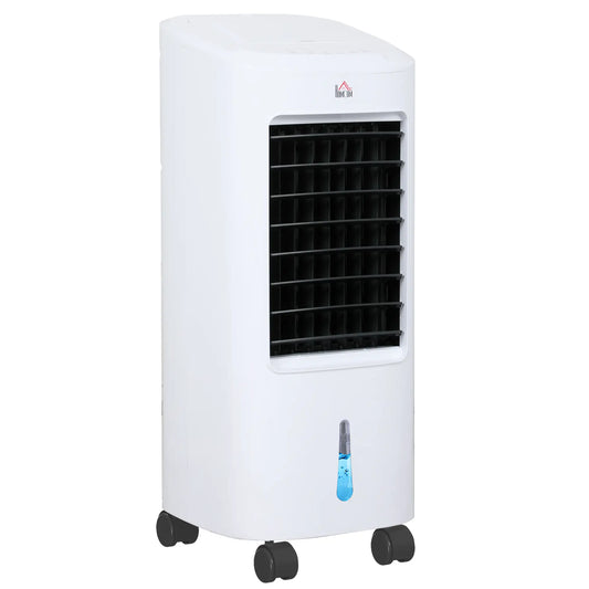 HOMCOM Climatizador de Ar 3 em 1 65 W Depósito de 7L Temporizador até 7,5H 3 Velocidades 3 Modos Oscilação 30x30,5x73,5 cm Branco