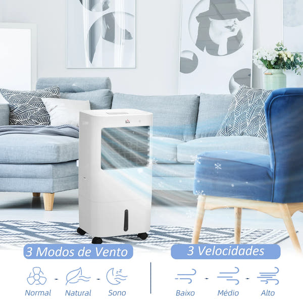 HOMCOM Climatizador de Ar Portátil Silencioso 65W