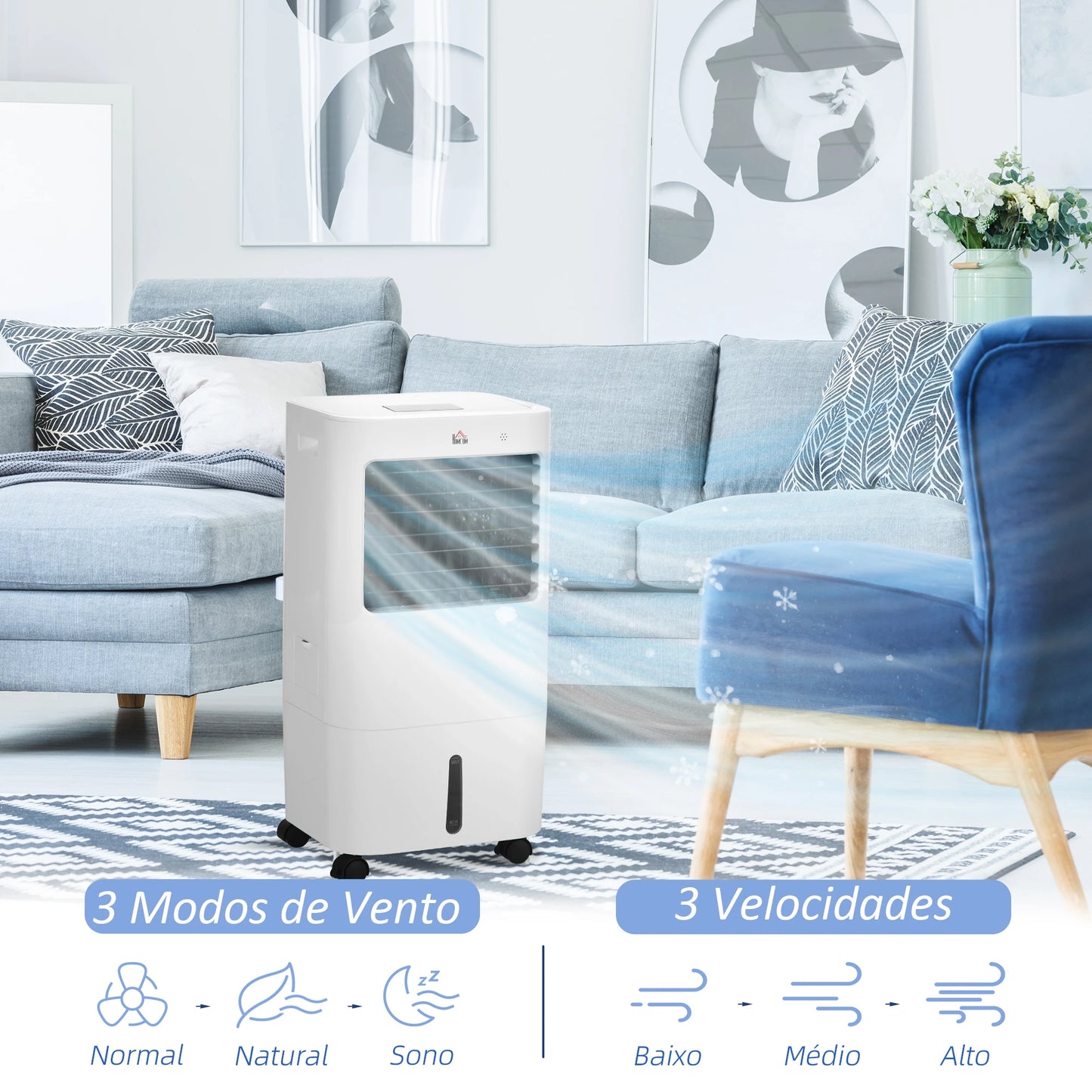 HOMCOM Climatizador de Ar Portátil Silencioso 65W